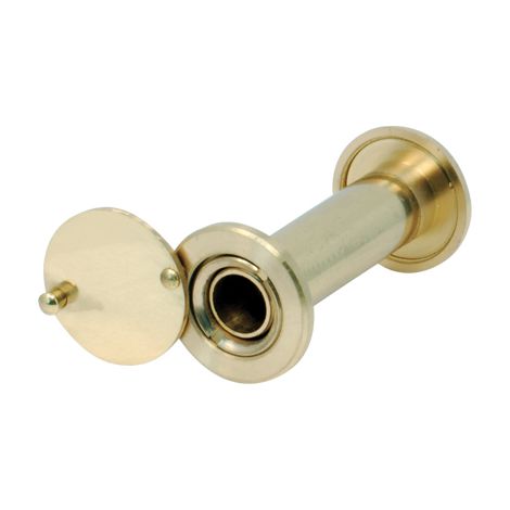 SPIONCINO GRANDANGOLO PORTE POTENT - FINITURA OTTONE LUCIDO F.MM 14 L.MM 50/82- 3 pezzi