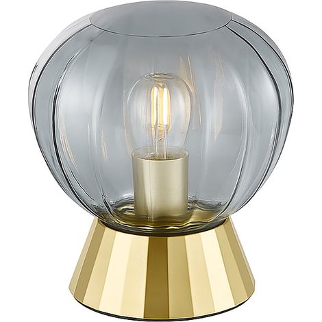 Lampada Da Tavolo Moderna Sydney Base Oro E Sfera In Vetro Fumé 1 Luce E14 (1/2)