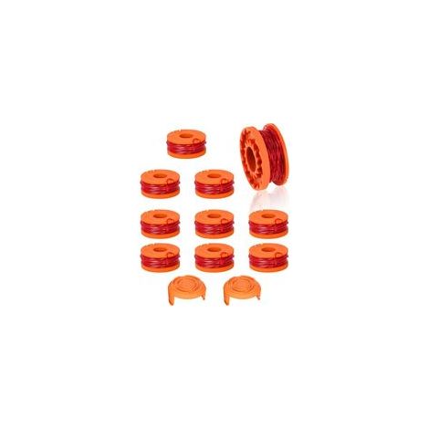 Bobine de rechange pour tondeuse à gazon WORX WA0010/WA6531, compatible avec Worx WA0010, capuchon d'alimentation pour cordon de désherbage automatique, cordon de tondeuse à gazon sans fil, lot de 10 (1/5)