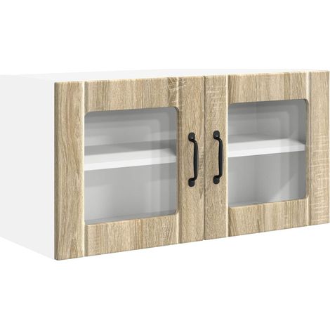 Maison Exclusive - Mobile in vetro da parete PORTO Rovere Sonoma 80 x 31 x 40 cm