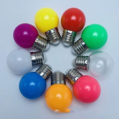 Paquet de 10 ampoules LED B22 3 W, ampoules à baïonnette de couleur, mini ampoules globe G45, rouge vert bleu orange jaune pour mariage, Halloween, Noël (rouge) (1/2)