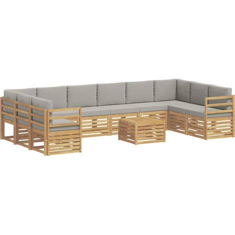 Set di divani da esterno 11 pz Bianco e Grigio Chiaro vidaXL (1/5)