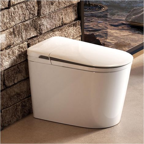 MEJE Intelligente Toilette ohne Spülkasten mit integriertem Smart-Bidet, beheizter Sitz, Warmwasserdüse & Trocknung, automatische Spülung, Fußbedienung, LED-Display, Wandablauf (1/5)