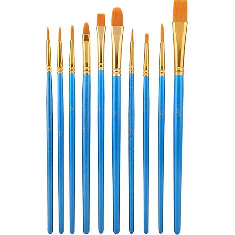 10 pièces Pinceaux en Nylon pour Enfants - Kit Peinture Aquarelle et Loisirs Créatifs (1/5)