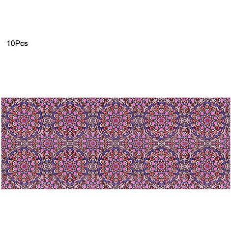 Lot de 10 stickers muraux et sol imperméables antidérapants pour cuisine et salle de bain, déco carrelage 10x10cm, adhésifs PVC résistants à l'eau, revêtement mural autocollant anti-glisse, pack de 10 (1/5)