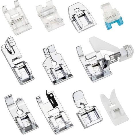 11 Pcs Pied de Biche Machine a Coudre Accessoires Kit Pied Presseur Machine à Coudre Convient Aux Machines à Coudre Multifonctionnelles Domestiques (1/5)