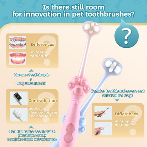 Lot de 2 brosses à dents pour chiens à 3 faces. Ces brosses à dents sont dotées d'une technologie de brossage unique pour l'hygiène bucco-dentaire de votre animal et conviennent aux chiens de petite e (1/4)