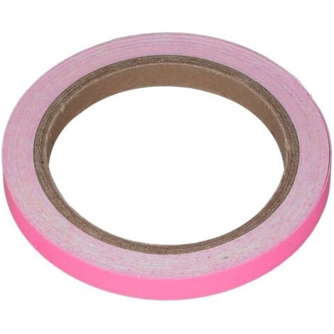 Pair Ruban fluorescent rose 20mm brillant dans le noir, 10m pour murs lisses et escaliers, chargé sous lumière UV. (1/5)