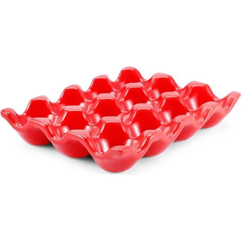Lot de 12 supports à œufs en céramique - Boîte de rangement antidérapante - Pour la maison, la cuisine, le réfrigérateur, le restaurant - Blanc (1/5)