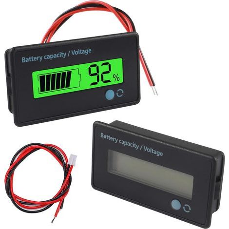 Compteur de Batterie CC 12V 24V 36V 48V 60V 72V 84V, Moniteur de Voltmètre, Indicateur de Tension de Capacité de Batterie Plomb-Acide et Indicateur, Vert (1/5)