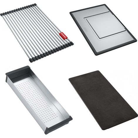 Set accessoires cuves Mythos Inox : Rollmat + égouttoir + panier égouttoir + planche - Franke (1/5)