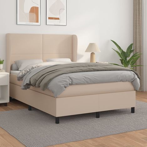 Boxspringbett Matratze Cappuccino-Braun 140x200cm Kunstleder (1/5)