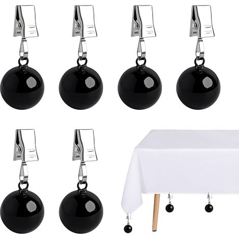 Pesas extra pesadas para manteles, 6 pinzas para manteles de exterior, pesas para cortinas de exterior para mesas, jardín, terraza y balcón (Negro) (1/5)