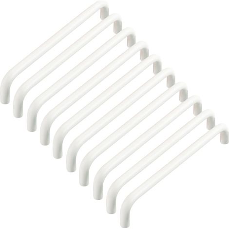 Lot de 10 poignées de meuble de cuisine en aluminium - Distance entre les trous : 96 mm - Blanches - Avec vis - Pour chambre d'enfant, penderie (1/5)