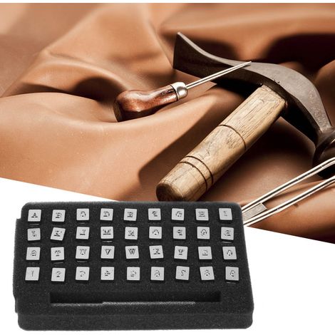 Ensemble de poinçons à estamper en cuir, lettres et chiffres (3.5mm) - Outils de marquage pour cuir (1/4)