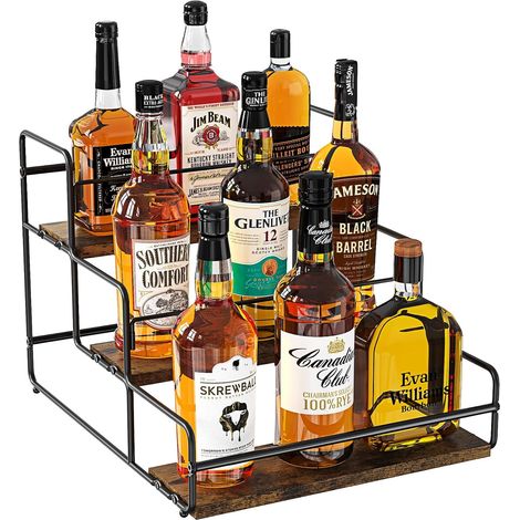 Chariot de bar 3 niveaux avec porte-bouteilles et verres