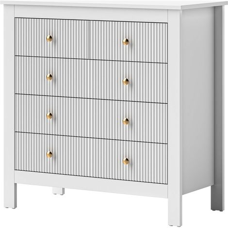 Elegant White Five-Drawer Chest for Stylish Organization and Modern Decor (1/5)