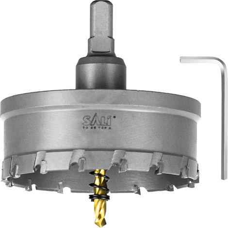 TCT Scie-cloche en carbure de tungstène pour métaux durs, 85 mm, avec foret pilote plaqué titane pour métal, acier inoxydable, fer, bois, aluminium, plastiques - 85 mm (1/5)