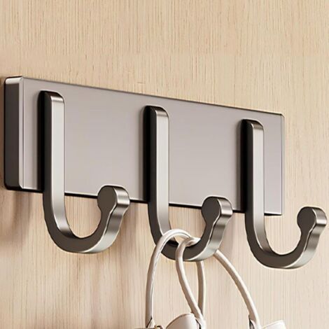 Patère murale, crochets muraux de style champêtre pour suspendre des vêtements, support à crochets en alliage d'aluminium (gris, 21,7 cm/8,5 po) (1/4)