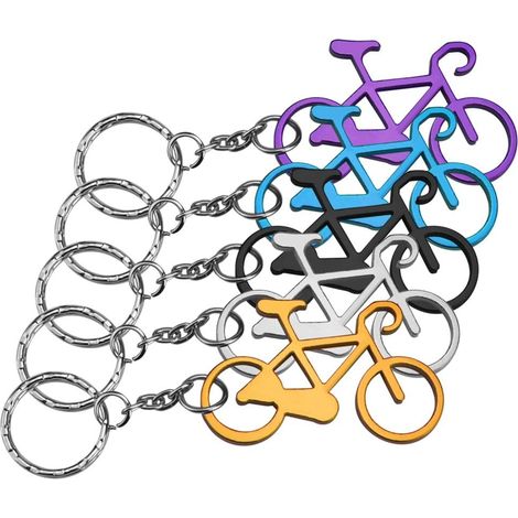 10 pezzi Apribottiglie a forma di bicicletta Portachiavi in alluminio Apribottiglie per birra Portachiavi in metallo creativo Apribottiglie portatile per aprire il tappo della birra (colore casuale)
