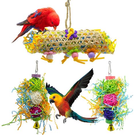 Lot de 3 jouets à mâcher pour oiseaux, jouet de déchiquetage pour cage de perroquet (1/5)