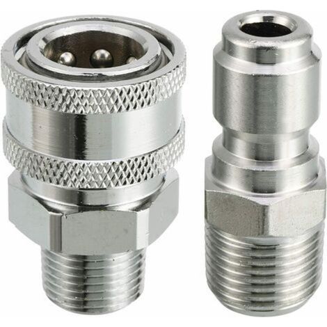 Kit adaptateur à connexion rapide pour nettoyeur haute pression – Filetage mâle 9,5 mm – Pression 5000 PSI – Laiton durable pour raccordement rapide