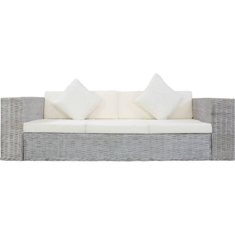 Divano letto a 3 posti letto per gli ospiti trasformabile divano letto per soggiorno divano letto pieghevole per uso interno con cuscini rattan naturale grigio 020020869