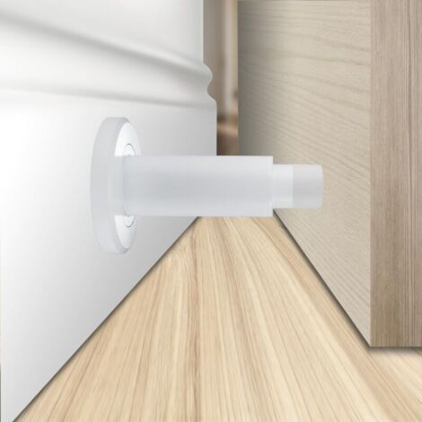 Pair Butée de porte - Pour le bas des portes - Butée de porte anti-effraction en acier inoxydable 304 avec amortisseur en caoutchouc (blanc) (1/5)