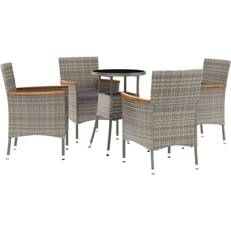 Maison Exclusive - 5-tlg. Garten-Bistro-Set mit Kissen Grau Poly (1/5)