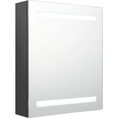 Armoire à miroir LED contemporaine salle de bain 50 x 14 x 60 cm avec rangement pratique en MDF gris (1/5)