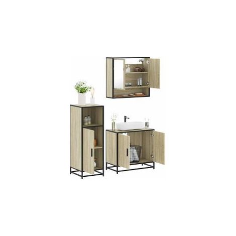Ensemble de meubles de salle de bain 3 pcs chêne sonoma (1/5)