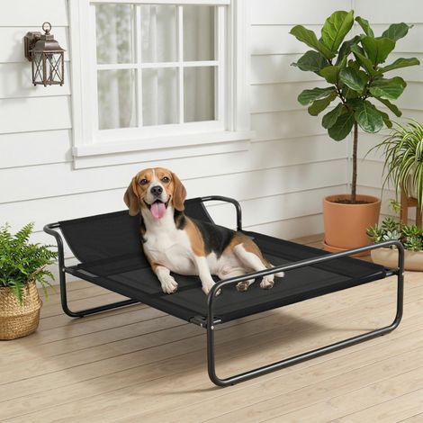 Cama Elevada para Perros Refrescante y Transpirable 106x81x33 cm Malla de Textilene Reposacabezas Inclinado Negro (1/5)