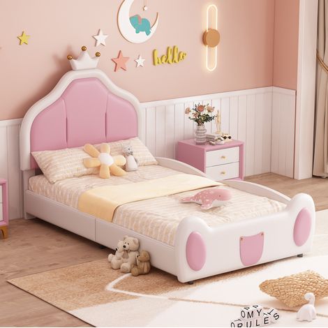 CHICFURN lit coffre tapisse 140 x 200 beige avec tete de lit lumineuse rangements integres et ports de charge (1/5)