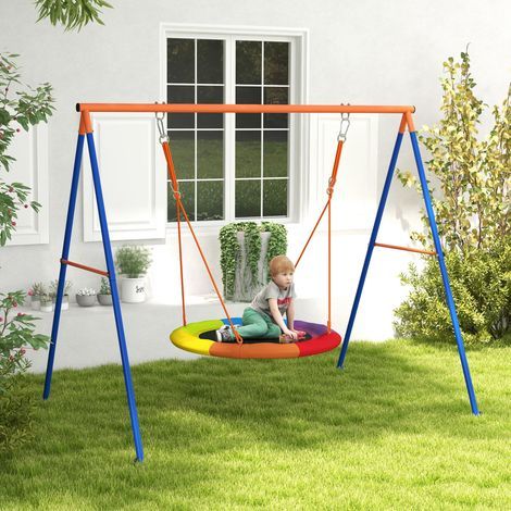 Verstärkte Metall-Gartenschaukel für 1 bis 2 Kinder, 196 x 172 x 180 cm, mehrfarbig (1/5)