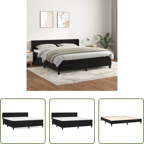 Matelas à ressorts ensachés - Sommier à lattes de lit et matelas Noir 160x200 cm Velours (1/5)