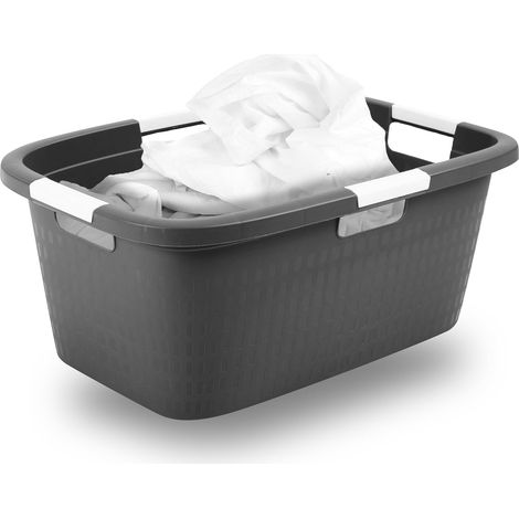Bac à linge Novaliv avec 4 poignées 40L anthracite, ensemble de boîtes à linge seau à linge conteneur à linge pour salle de bain linge linge sale