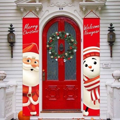 Striscione con distici natalizi, squisita decorazione da appendere per interni/esterni, adatta per pareti, porte, mobili, alberi di Natale, 180 x 30 cm / 70,86 x 11,81 pollici (1/2)