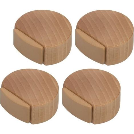 Butée de Porte Adhesive Arrêt de Porte en Bois pour Sol et Parquet Stop Porte Adhésif Butoir de Porte Discret et élégant Lot de 4 (Hêtre) (1/5)