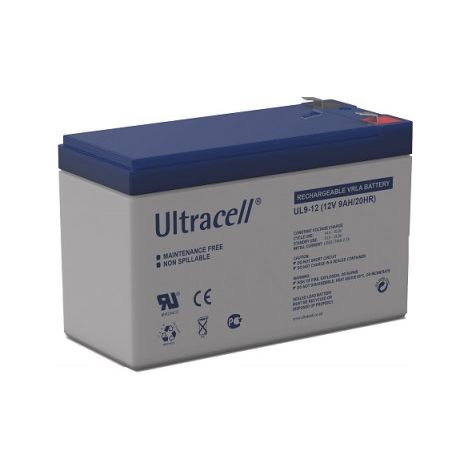 Batterie plomb étanche 12V 9Ah UL912 – Technologie VRLA sans entretien – Applications : jouets, alarmes, onduleurs – Ultracell (1/2)