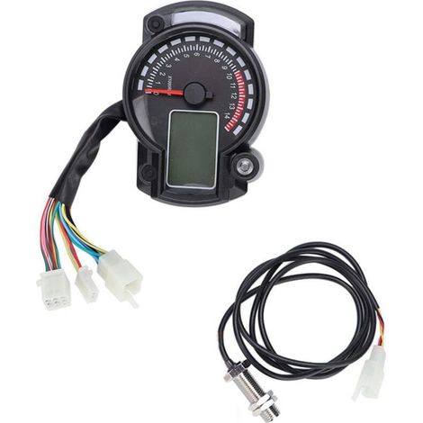 Compteur de vitesse, odomètre et tachymètre numériques universels pour moto avec écran LCD couleur et capteur de vitesse (1/5)