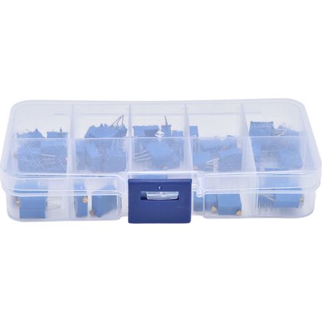 50-teiliges Set einstellbarer Potentiometer-Trimmer, 100 Ω–100 kΩ, 10 Werte, variabler Widerstand 3296 W 0315 V (1/5)