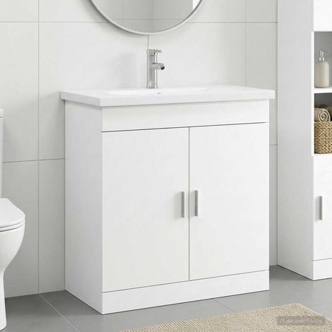 vidaXL Ensemble de mobilier de salle de bain Blanc 81 x 40 x 84,5 cm (1/5)