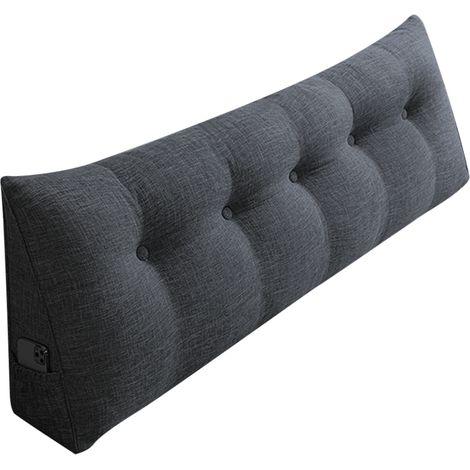 Almohada de lectura en cuña, cojín triangular en cuña, almohada de respaldo con soporte lumbar cervical, perfecta para ver la televisión y leer - Gris oscuro 160 cm (1/5)