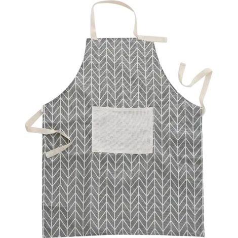 Tablier en coton et lin, imperméable et résistant aux huiles, avec poche (Grey Arrow) (1/5)