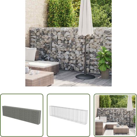 vidaXL Wand aus Stahl - Gabionenwand mit Abdeckung Verzinkter Stahl 600×50×150 cm (1/5)