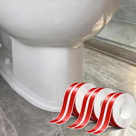 Joint Salle de Bain, Ruban Calfeutrage Silicone Autocollant Anti-Moisissure Blanc - Joints Étanchéité pour Baignoire/Toilettes/Douche, 12m au total (1/5)