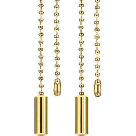 1M Chaîne de Traction Cylindre Pendentif 2 Pcs Doré  3,3ft Rallonge de Cordon à Tirettes Perlées pour Ventilateur de Plafond Lustre, Lampe de Table, Interrupteur à Tirette (1/5)