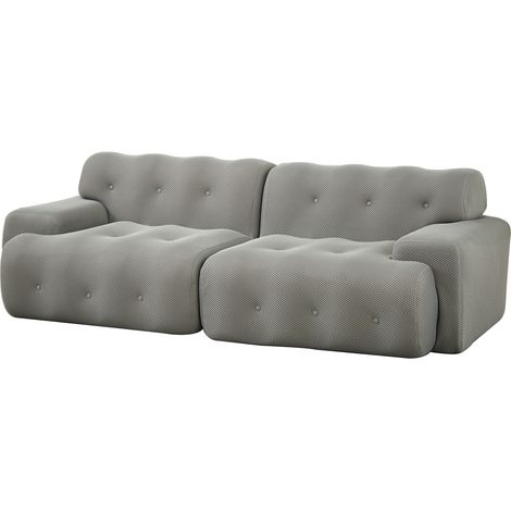 CHICFURN Sofá 2 plazas 224x104x66 cm en tejido gris, estilo cloud, sin montaje (1/5)
