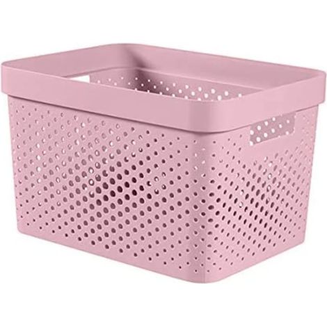 1 Panier de Rangement 17L Empilable Plastique Recyclé Rose pour Bureau et Maison (1/2)