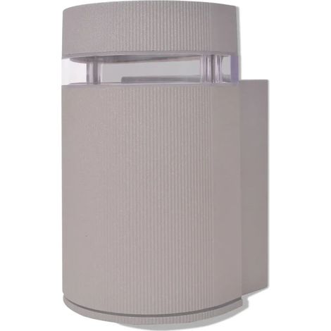 Applique murale extérieure demi-cylindrique usage jardin 10 x 10 x 15,5 cm style moderne en aluminium gris (1/4)